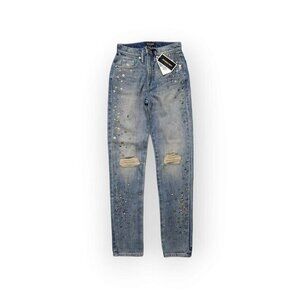 NEW Juicy Couture Melrose Wash‎ Indigo Studded Girlfriend Jeans Womens 24
